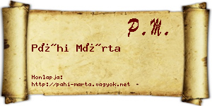 Páhi Márta névjegykártya